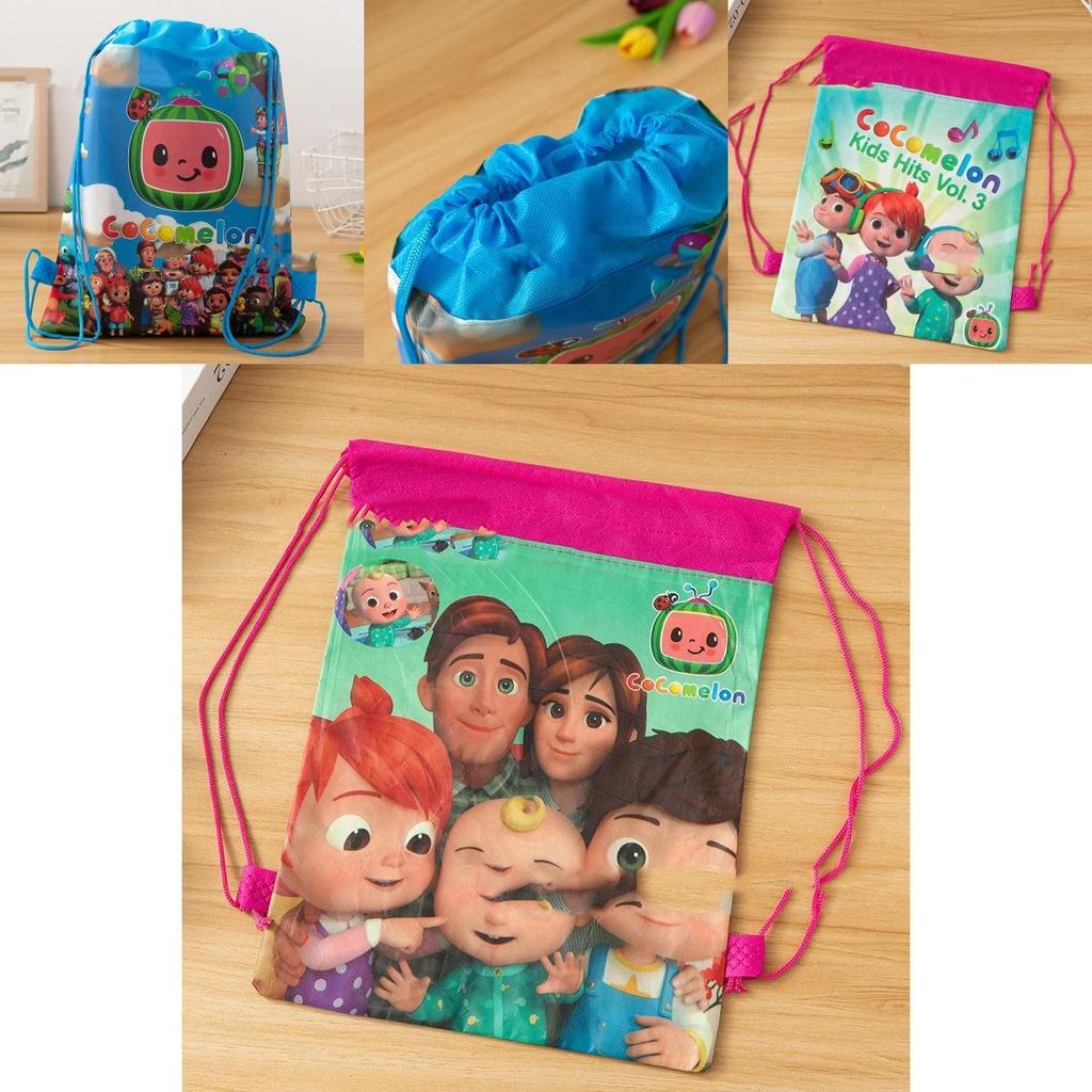 Cocomelon Drawstring Bag Backpack For Kids Featuring Stain-resistant Non-woven Fabric