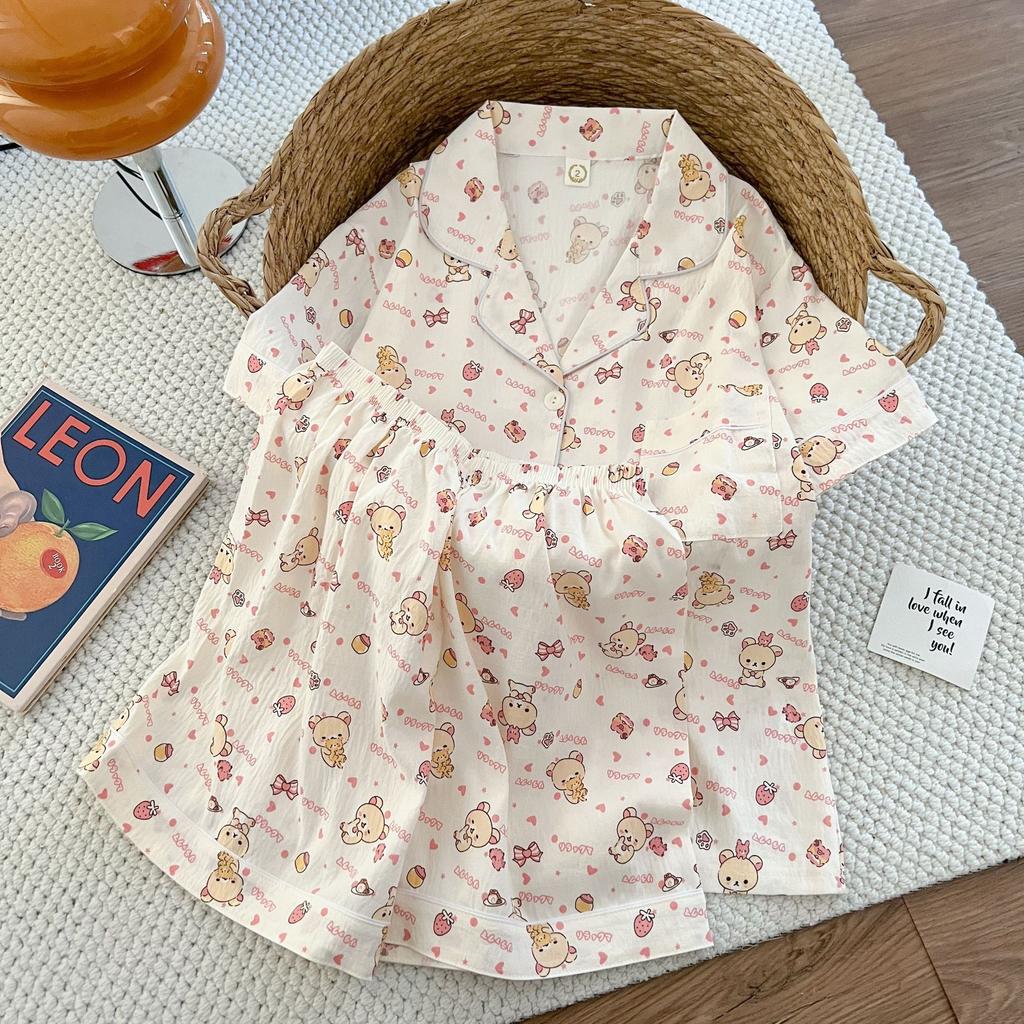 Sommer neue Pyjamas Damen kurzärmelig Shorts dünne Wolkenbaumwolle Cartoon niedlich große Größe Koreanische Version Loungewear