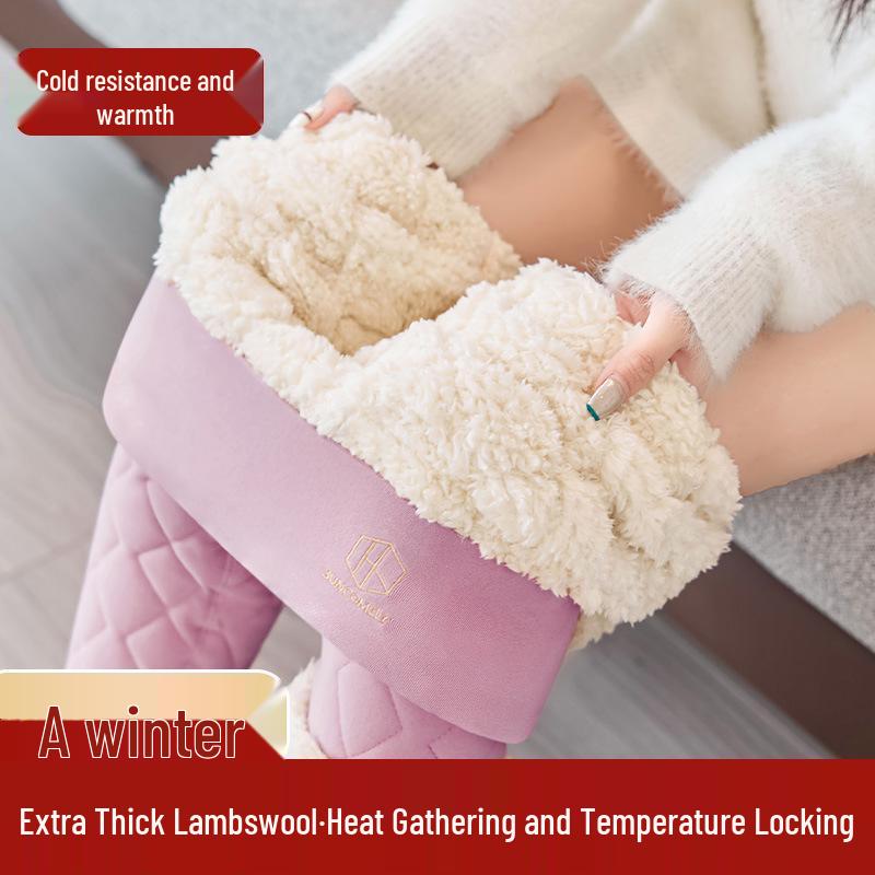Alpaca Wool High-Waist Thick Warm Pants - 800g One-Piece, Anti-Sag Velvet Layer for Women, Autumn/Winter Outerwear