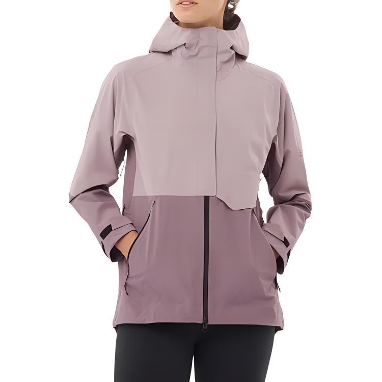 SALOMON Outerpath Pro 2.5L Waterproof Windproof Breathable Ski Jacket Women Jackets Moon-Landscape Quail LC2206900