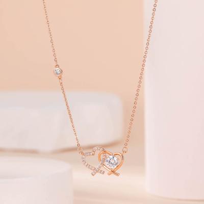 Le.Cla Cubic Double Heart Necklace