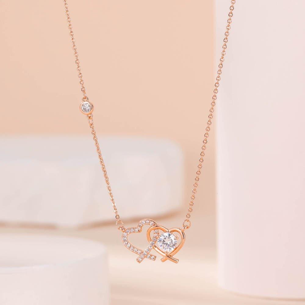 Le.Cla Cubic Double Heart Necklace