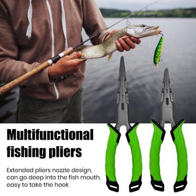 צבת דיג רב תכליתית ניידת ידית ארגונומית פותחת טבעת PE קו חותך ווי מסיר חוטי דיג מספריים אביזרי דיג