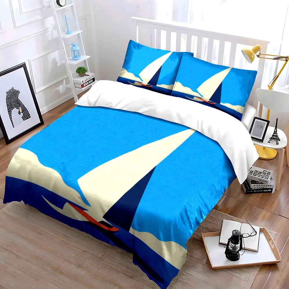 Sailboat Art Decor Set Soft Comfortable Duvet Cover Bedding Set Included 1*Duvet Cover & 2*Pillowcases, Gift