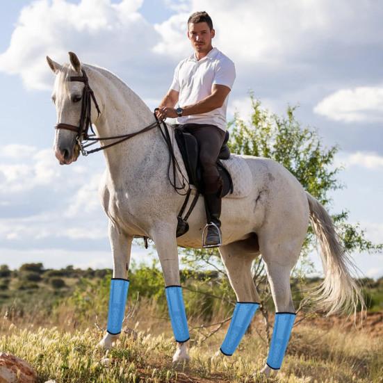 4 ks Síťované kamaše proti hmyzu pro koně Prodyšné síťované ochranné chrániče nohou pro koně Univerzální protiskluzové kamaše proti hmyzu pro koně pro snížení dupání