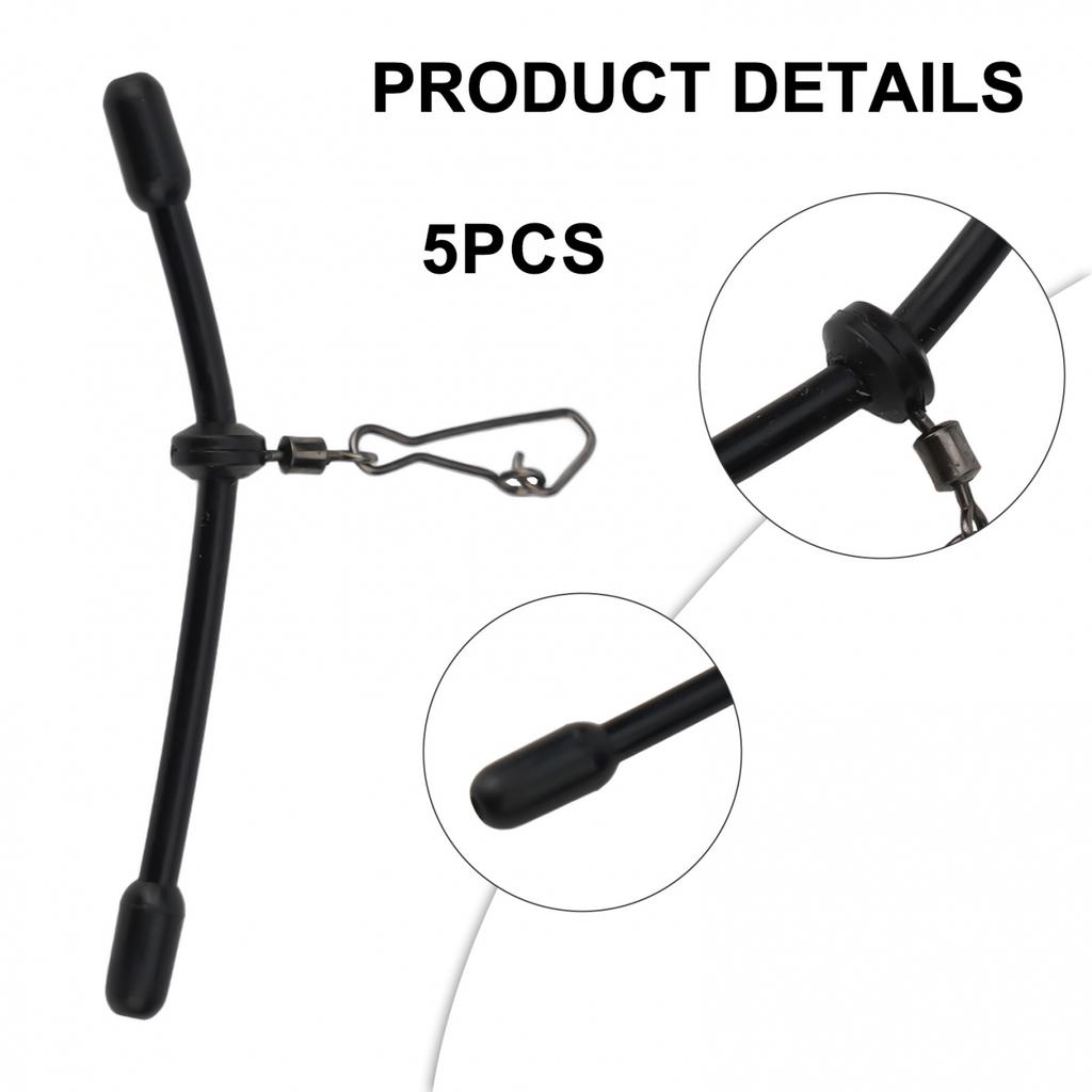 5Pcs Fishing Anti-Tangle Feeder Boom-Spacer With Snaps Balance Connector Tackle