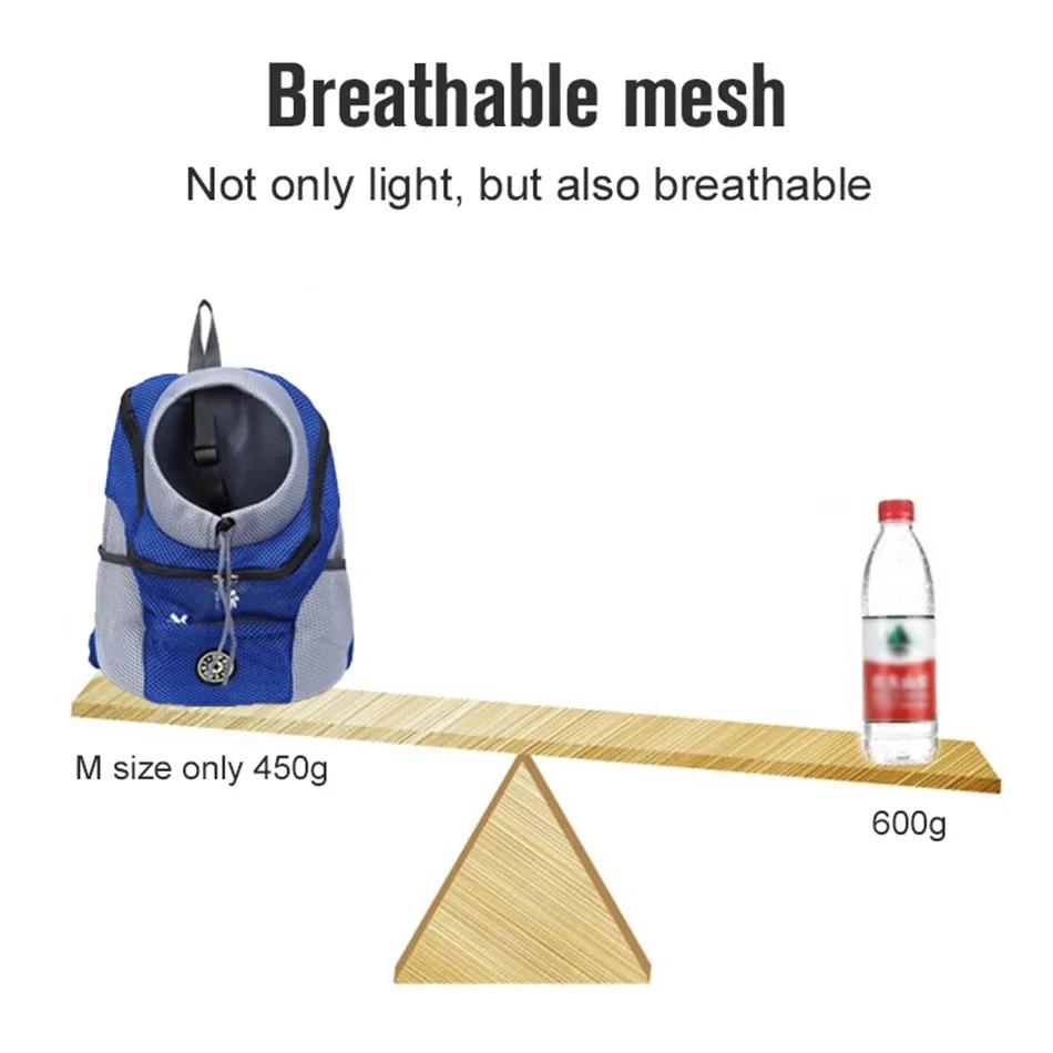 Portable Pet Carrier Backpack Breathable Mesh Dog Front Pack Double Shoulder Bag For Outdoor Travel Walking