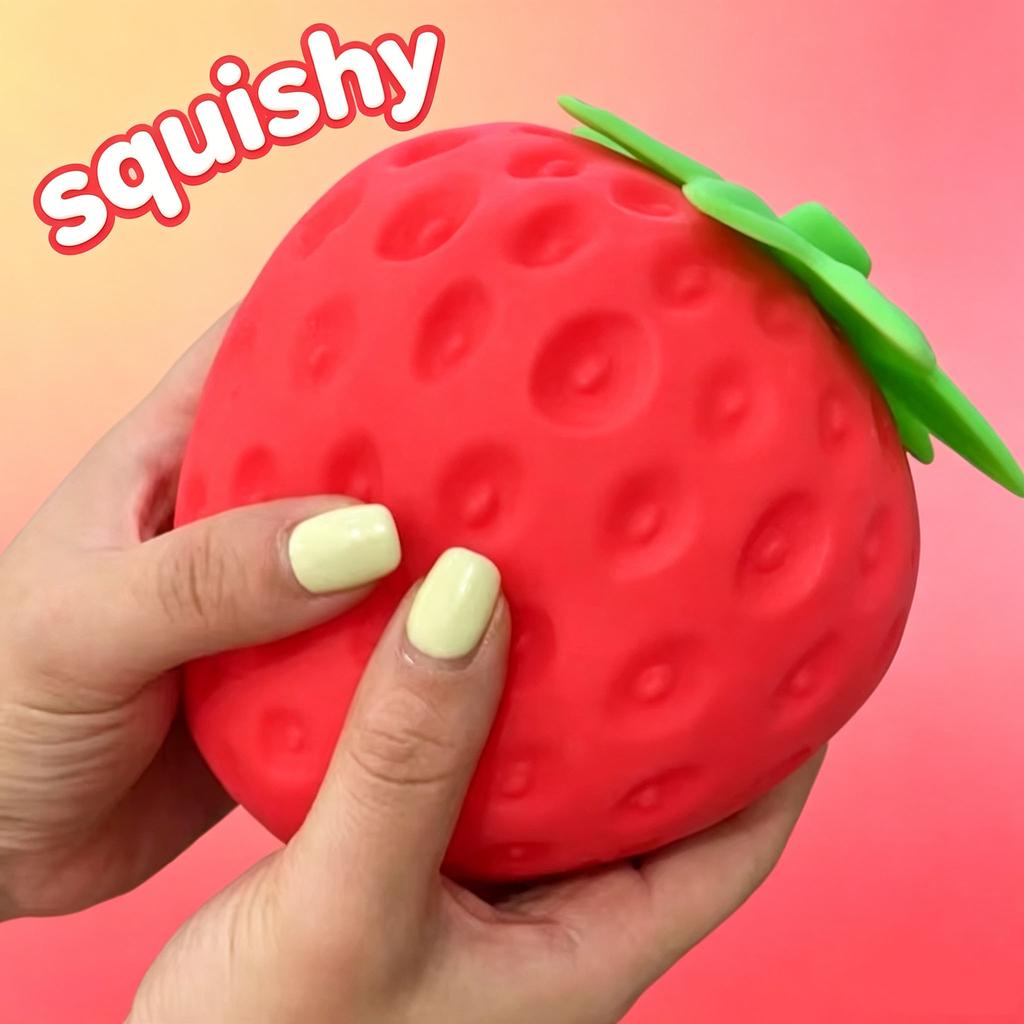 8cm Super Jumbo Strawberry Squishy - Slow Rising Non-Toxic Anxiety Relief Squeeze Toy