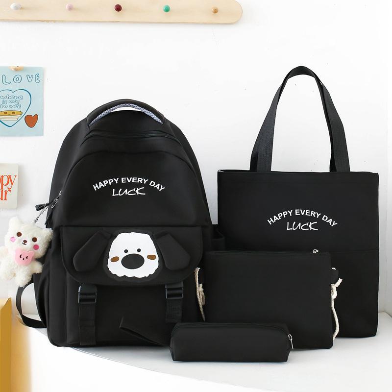 Cute Burden Reduction Primary School Students New Schoolbag Cartoon Puppy Leisure Junior High School Students Four-piece Girls Backpack