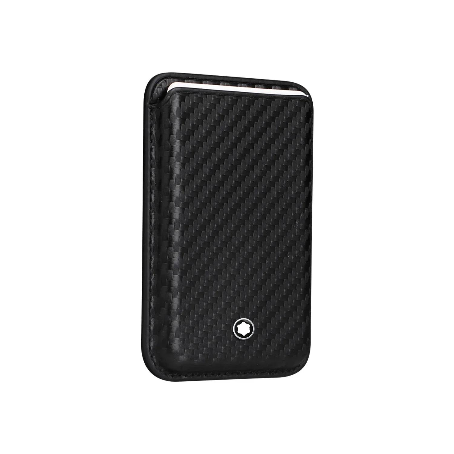 

Роскошный Бизнес Sle Bla Сильный Магнитный Тип Кожа Сафьяно Держатель для Карт для Iphone 17 16 15 14 MagSafe Кошелек из Углеродного Волокна Телефон темно-синий