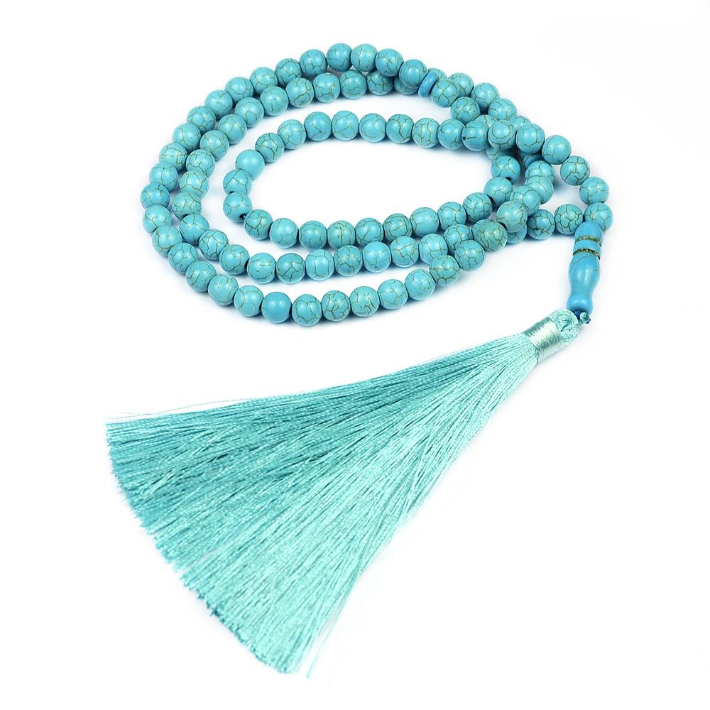 Turquoise 33-Bead Islamic Rosary - Muslim Prayer Accessory