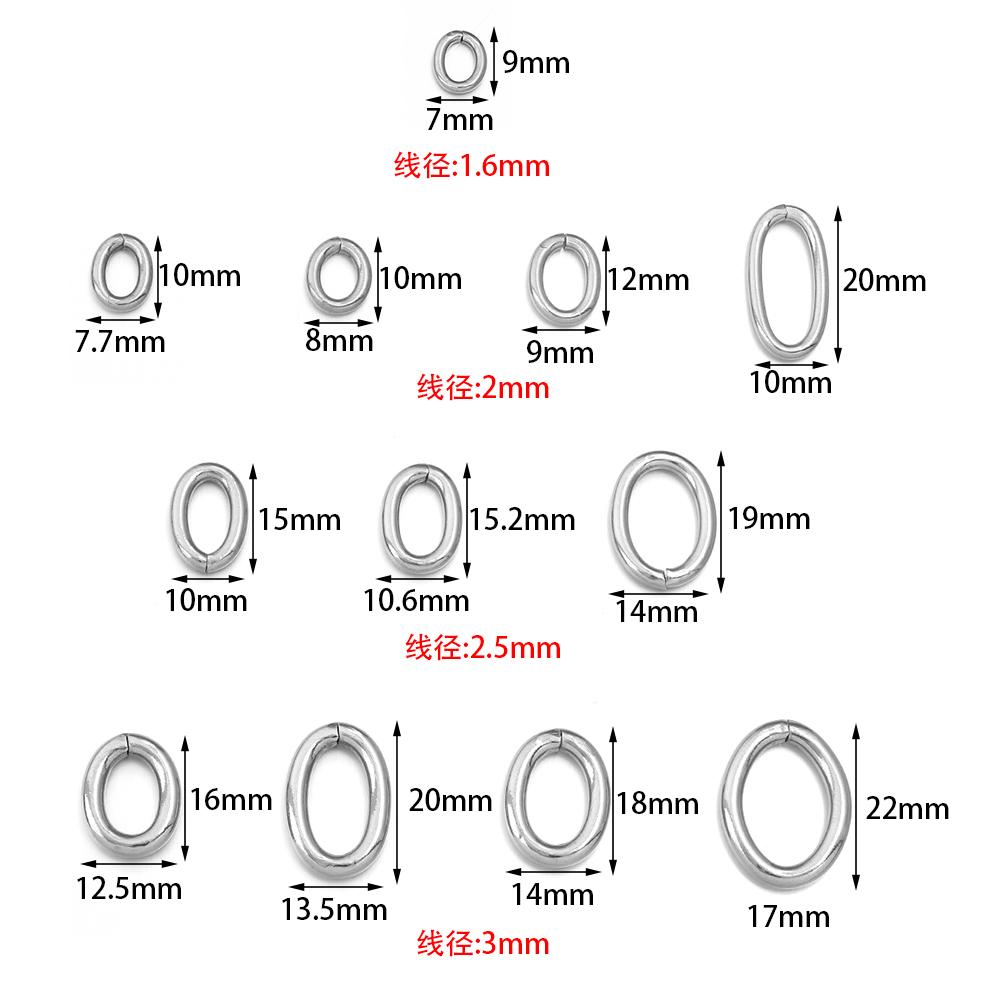 20pcs/lot Oval Stainless Steel Open Jump Rings Connectors Split Rings For DIY Bracelets Jewelry Making Materials Accessories