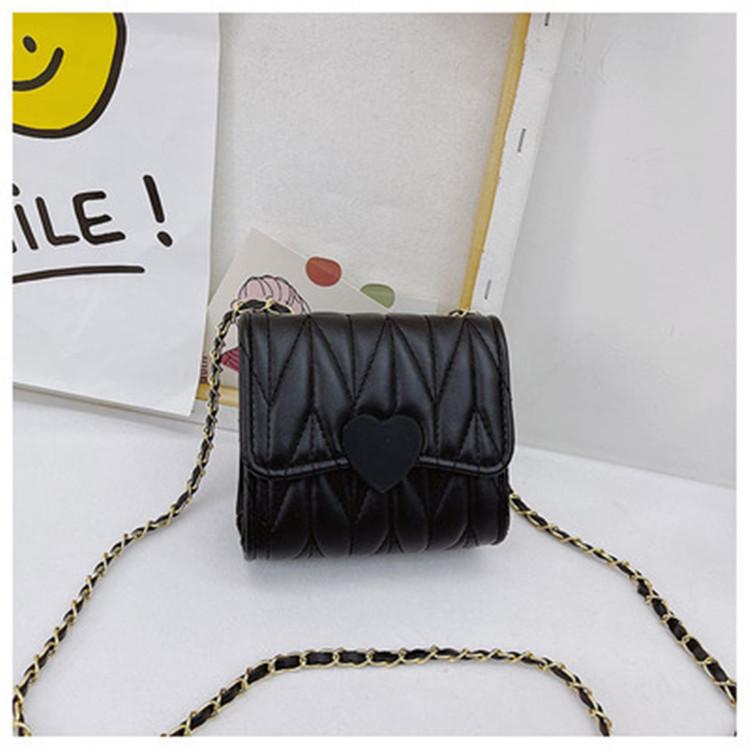 Heart Color Solid Shape Children Mini Chain Shoulder Bag Checkered Pattern Girls