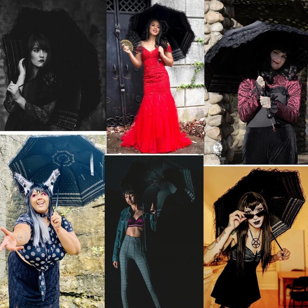 Vintage Lace Sunshade, Gothic Lolita Umbrella, UV Sunscreen, Witch Role-playing, Photography Props, Party Decoration, Folding Umbrella
