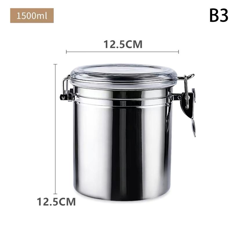 Stainless Steel Airtight Canister,Clamp Lid Food Storage Jars for Kitchen,Coffee/Tea/Sugar/Snack Containers with Seal Lids