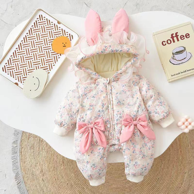 

Зимний флисовый ромпер для новорожденной девочки - Уютный утолщенный свитер-боди для новорожденных Size 80