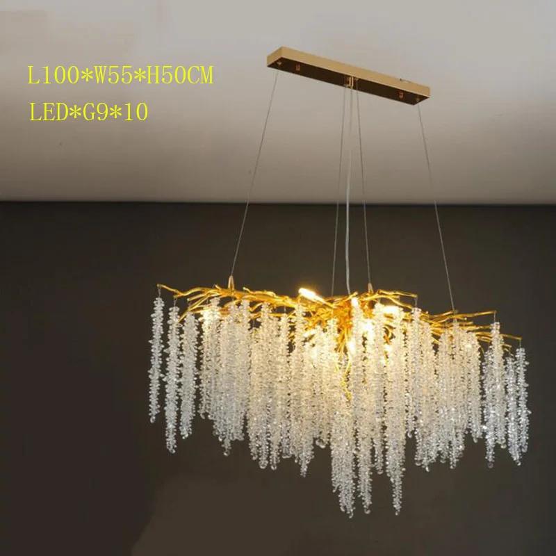 Modern living room chandelier Nordic luxury crystal chandelier decoration villa LED light bedroom lighting Ceiling pendant lamp