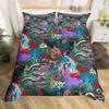 Dragon Duvet Cover Sets King/Queen Size 3D Flying Dragon with Wings Blue Fire Bedding Set Animal 2/3pcs Polyester Quilt Cover