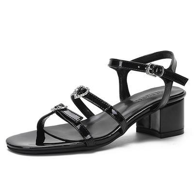 Sandales Mode Argent Cuir Verni Japonais Femme Cœur Cristal Bride Fine Chaussures Dames Bureau Robe Bride Cheville Talons Hauts Sandalias Mujer
