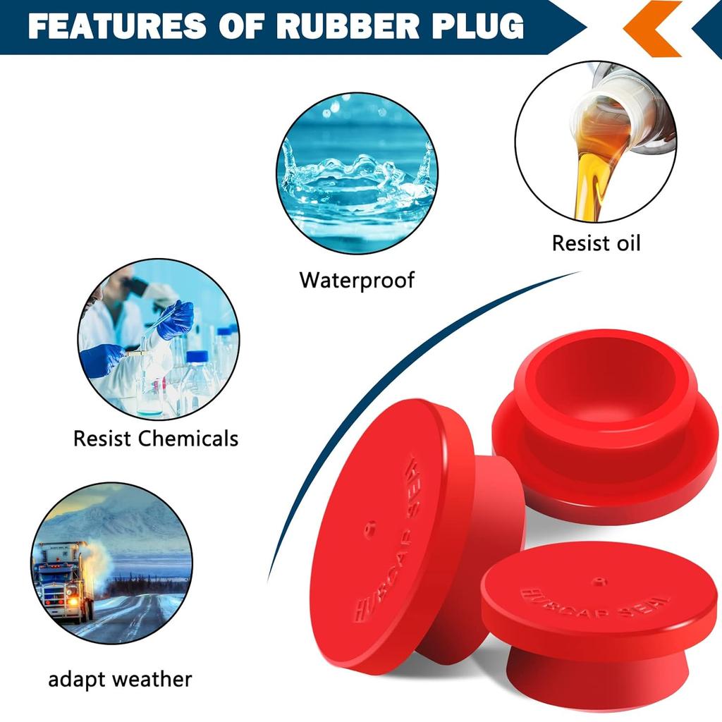 CheeMuii Hubcap Plug And Gasket Set 8 PCS 359-5990 Rubber Plugs And 4 PCS 330-3009 Gaskets Fit For Trailer Hub Cap Stemco 343-4009