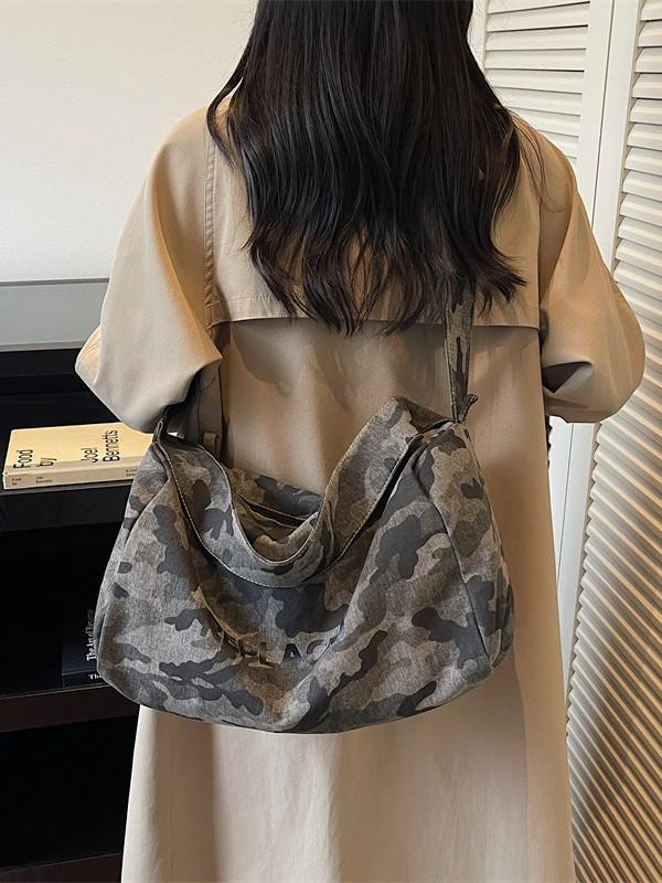 Borsa Boston in Tela Camouflage 2025: Grande Capacità Pendolare & Casual Stile Cuscino a Tracolla