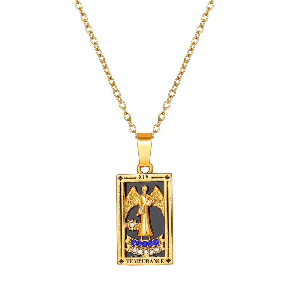 Vintage Stainless Steel Geometric Necklace With Cross Element And Multilayer Chain For Unisex