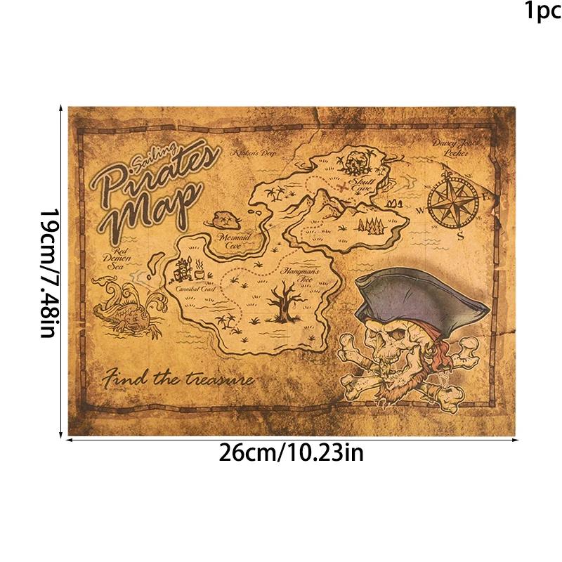 Mappa del Mar dei Caraibi Avventura Pirata Classica Vintage Vecchia Mappa del Mondo del Tesoro Decorazioni per Festa di Halloween Pirata Forniture Regalo per Bambini