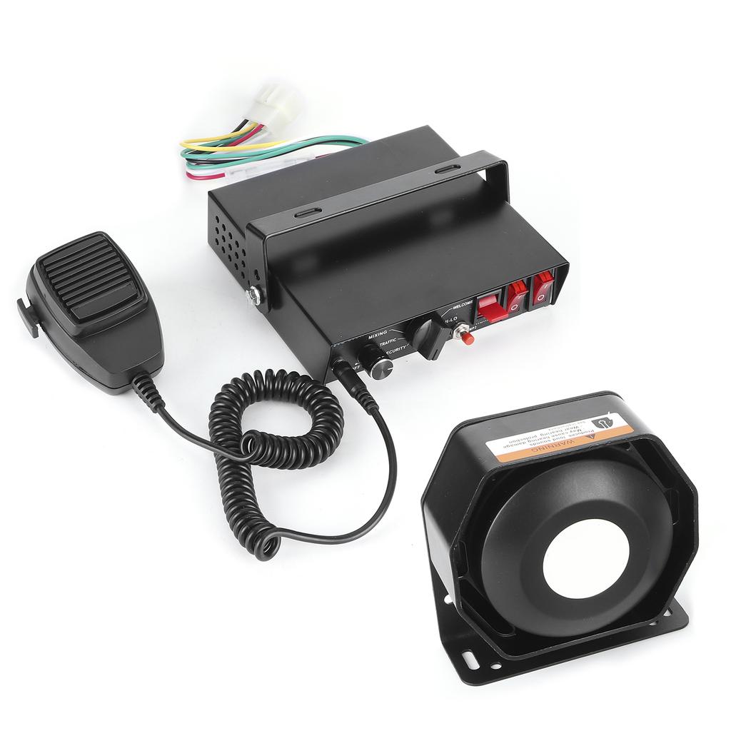 200W DC 12V Siren Set Speaker 8 Tones 130dB Loud Sound with 2 LED Lamps Interface Universal for Vehicles