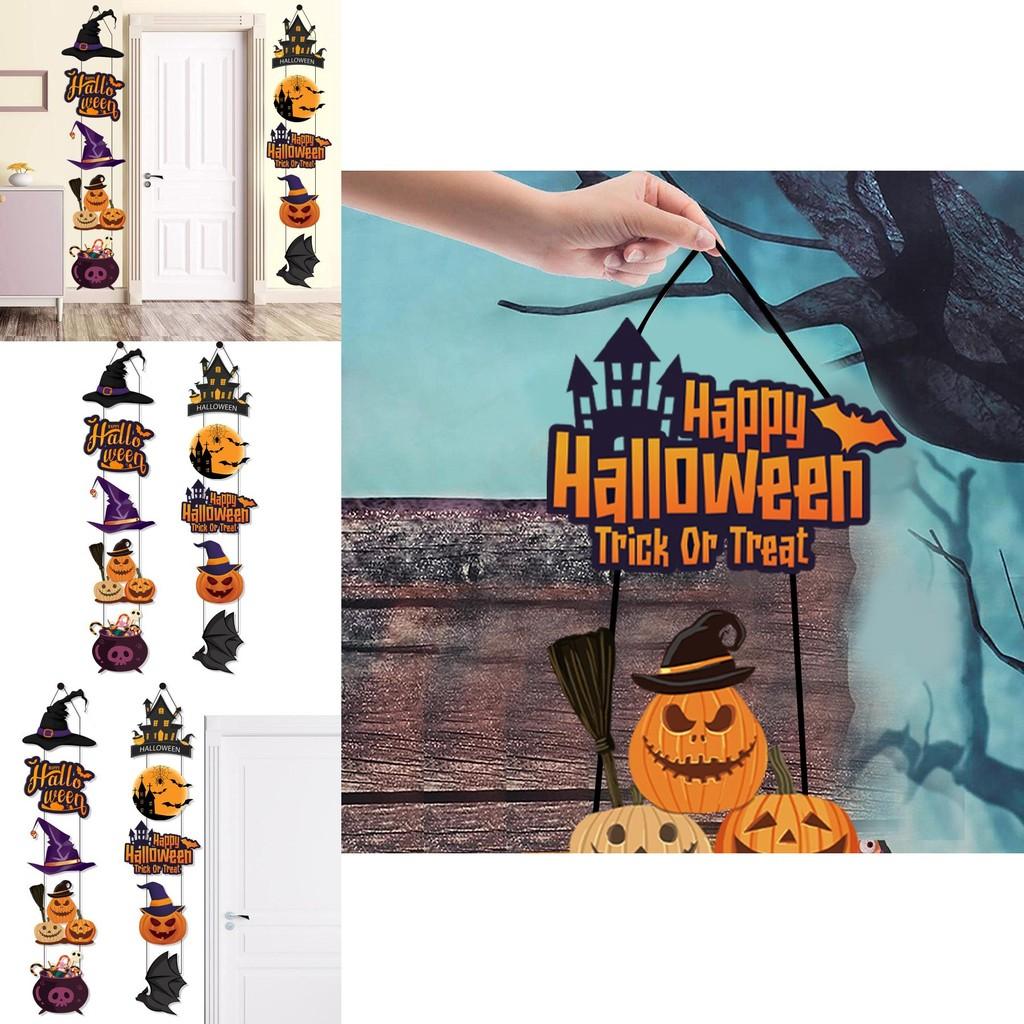 Halloween Door Hanging Decoration With Paper Pumpkin And Bat For Festive Party Display