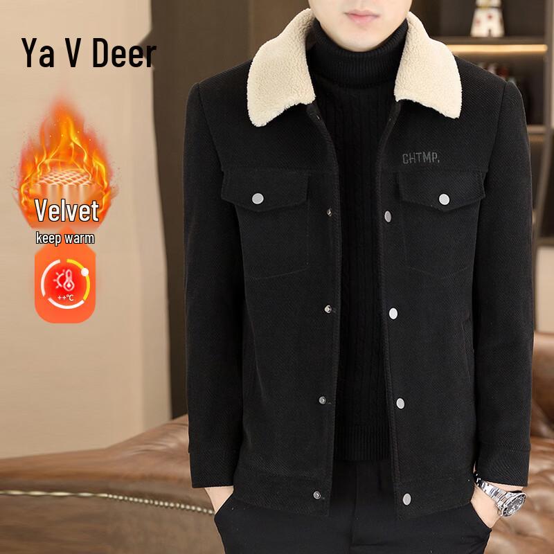 Yaloo Men s Winter Thick Corduroy Padded Jacket with Fur Collar 2XL