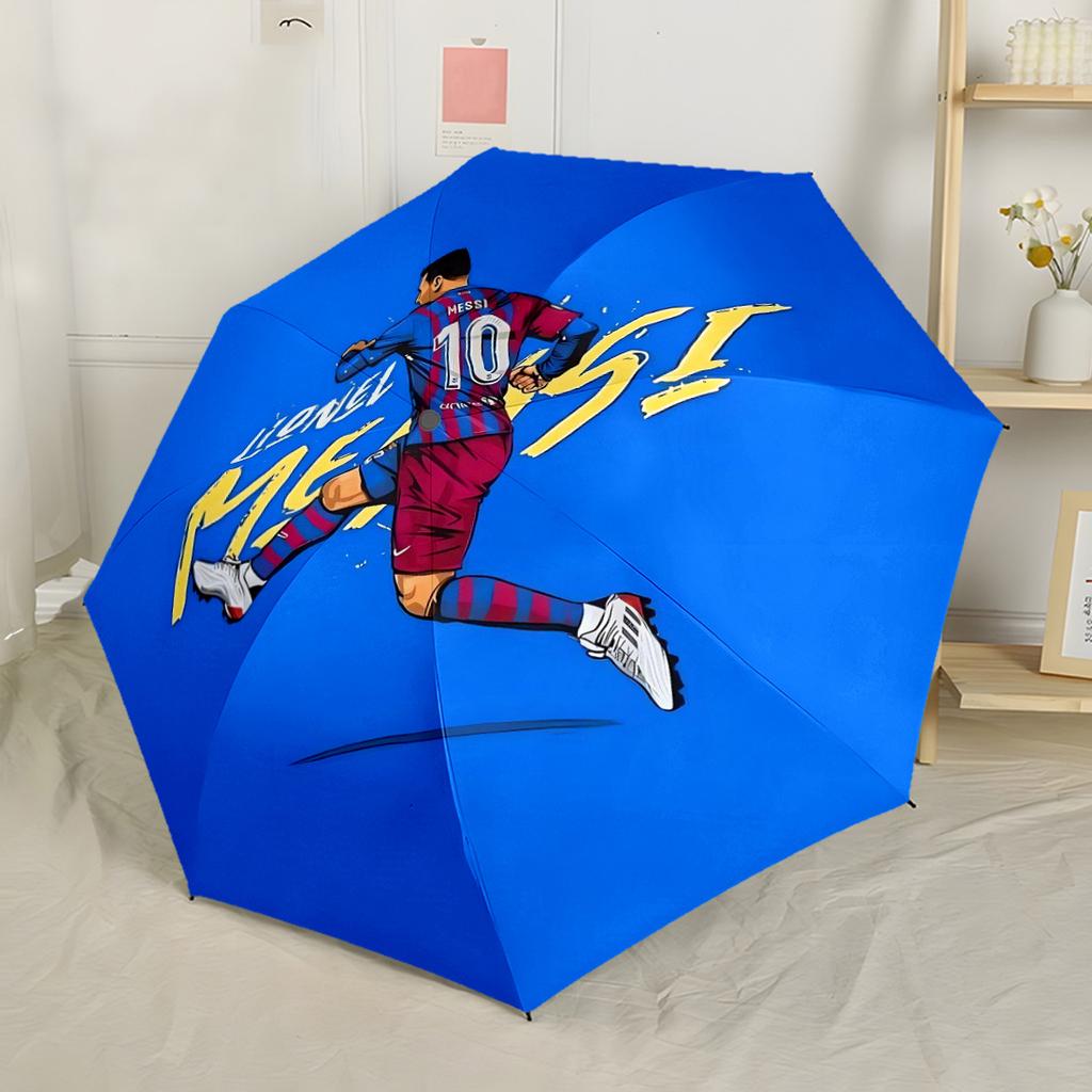 Messi's Iconic Celebration Automatic Umbrella Sturdy 8-Rib Shaft Foldable Design Perfect for Outdoor Adventures Compact Folding Umbrella