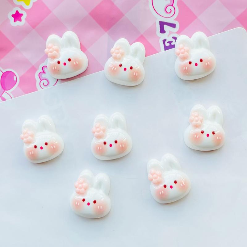 20 Pcs New 14*13Mm Cute Cartoon Bright Surface Little Rabbit Resin Scrapbook Diy Jewelry Wedding Hairpin Decorate Accessorie A51