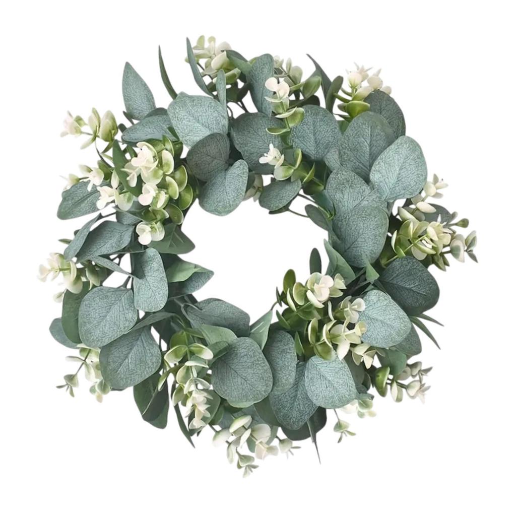 Artificial Flower Wreath Artificial Eucalyptus Wreath Greenery Garland Decoration for Wall Wedding Party Summer Celebration