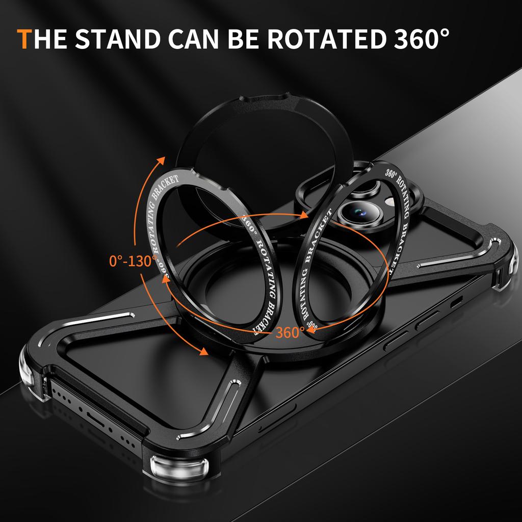 For iPhone 14/13 Bumper Cases Borderless Metal Frame Cover Compatible with MagSafe Kickstand