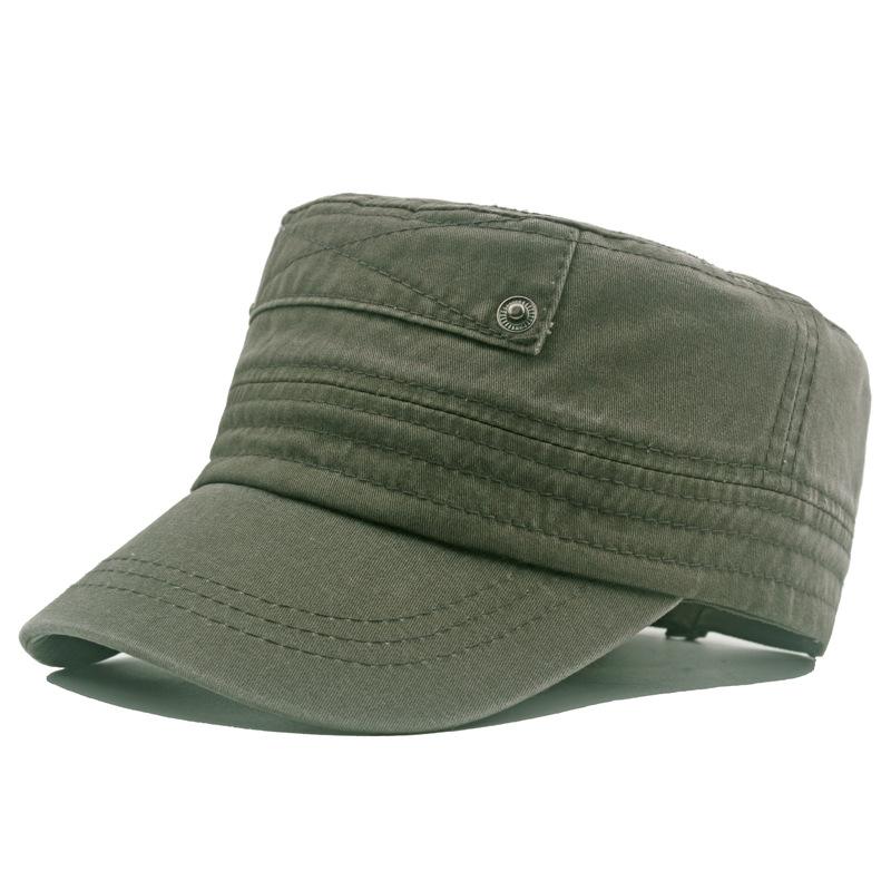 

Весенне-летняя хлопковая шляпа в стиле милитари с плоским верхом, мужская кепка, уличная солнцезащитная шляпа армия зеленый