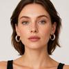 1Pair Ear Buckle Hoop Earrings Two-color Round Earrings Bicolor Earrings  Girl Women