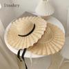 New Large Brim Ribbon Straw Hat Summer Hats For Women Ribbon Beach Cap Beach Hat Dome Top Sun Hat Holiday Elegant Cap
