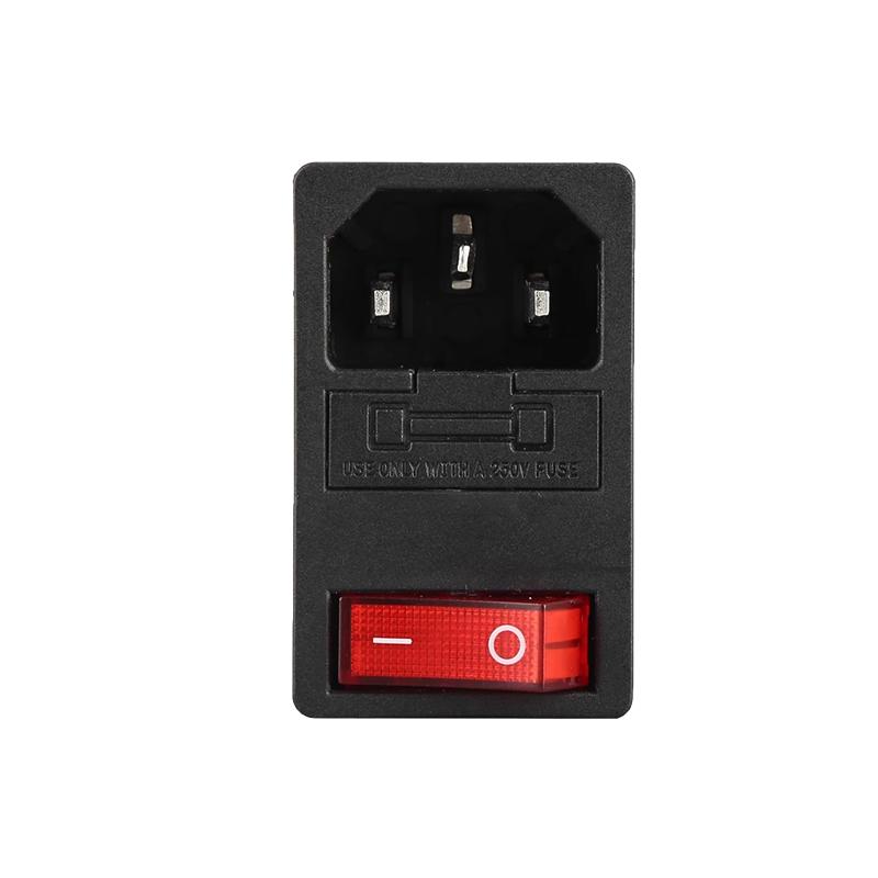 10A 250V Red LED KCD3 Rocker Switch 3 Pins lEC320 C14 Panel Mounted AC Inlet Module Power Socket Connector Plug