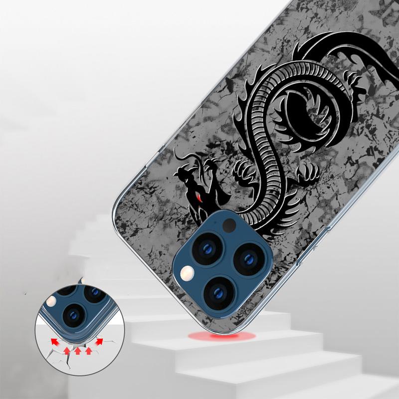 Asian Dragons Animal Tattoo Cover Phone Case For iPhone 16 17 Air 15 14 Pro Max 16E Phone Case 13 Mini 12 11 7 SE 8 Print Patter