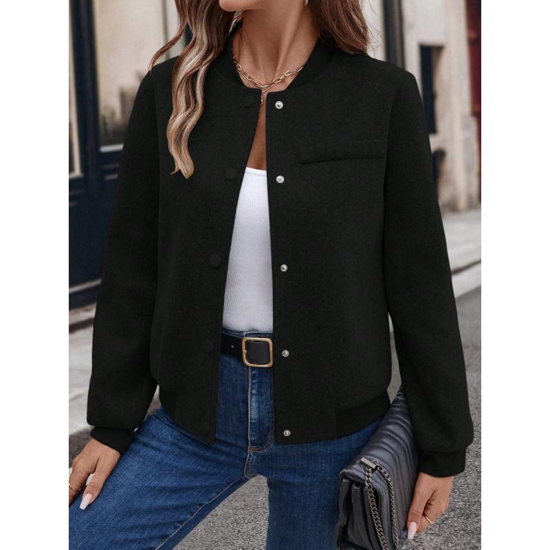 Nuova Giacca Casual da Donna Autunno e Inverno Manica Lunga Morbida Giacca di Lana Giacca Baseball