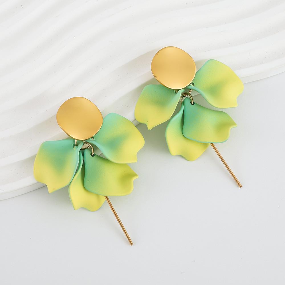 Pinkdudu Modische Rosenblütenblatt-Hängeohrringe Harz Farbverlauf Blumenohrringe Damenschmuck PD2380