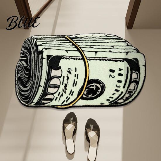 Long-lasting Carpet Soft for Bedroom Money Patterned Mat Creative Absorbent Floor Rug Pattern Living Room
