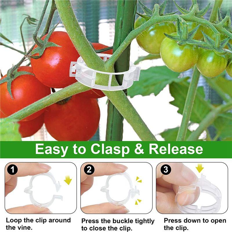 2026+ 250 Pcs Tomato Clips, Plant Support Clips and J Tomato Hooks, Plastic Trellis Clips Vegetable Cages Vine Garden Clips