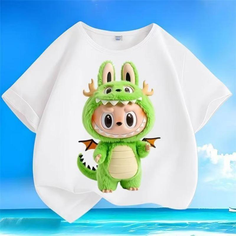 Labubu Kreslený 3D potisk Dětská trička Vtipné Chlapecké Dívčí Krátký rukáv Top Ležérní Trend Dětské oblečení