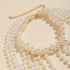 Handmade Jewelry Imitation Pearls Shoulder Chain Round Bead Black/White Beads Body Chain Jewelry Multi Layer Elegant