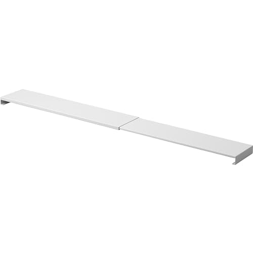 Yamazaki Extendable Exhaust Vent Cover, Flat Type, White, W44.5-77 x D10 x H2.5cm, Plate, Thin, Oil Splash Guard, Extendable, 2902