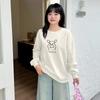 Large Size Women's Embroidered Bear Sweater Women's Spring New Loose and Thin Long-sleeved Top 132002