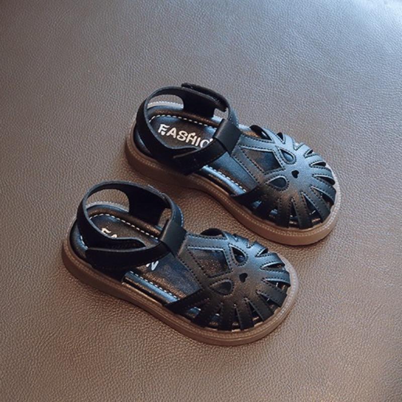 Retro Princess Closed Toe Sandals Soft Sole Non-slip Kids Summer Beach Footwear 22 чёрный