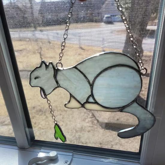 Vomiting Cat Sun Catcher for Windows Funny Vomiting Cat Sun Catcher Handmade Indoor Outdoor Hanging Decoration Gift for Cat Lovers