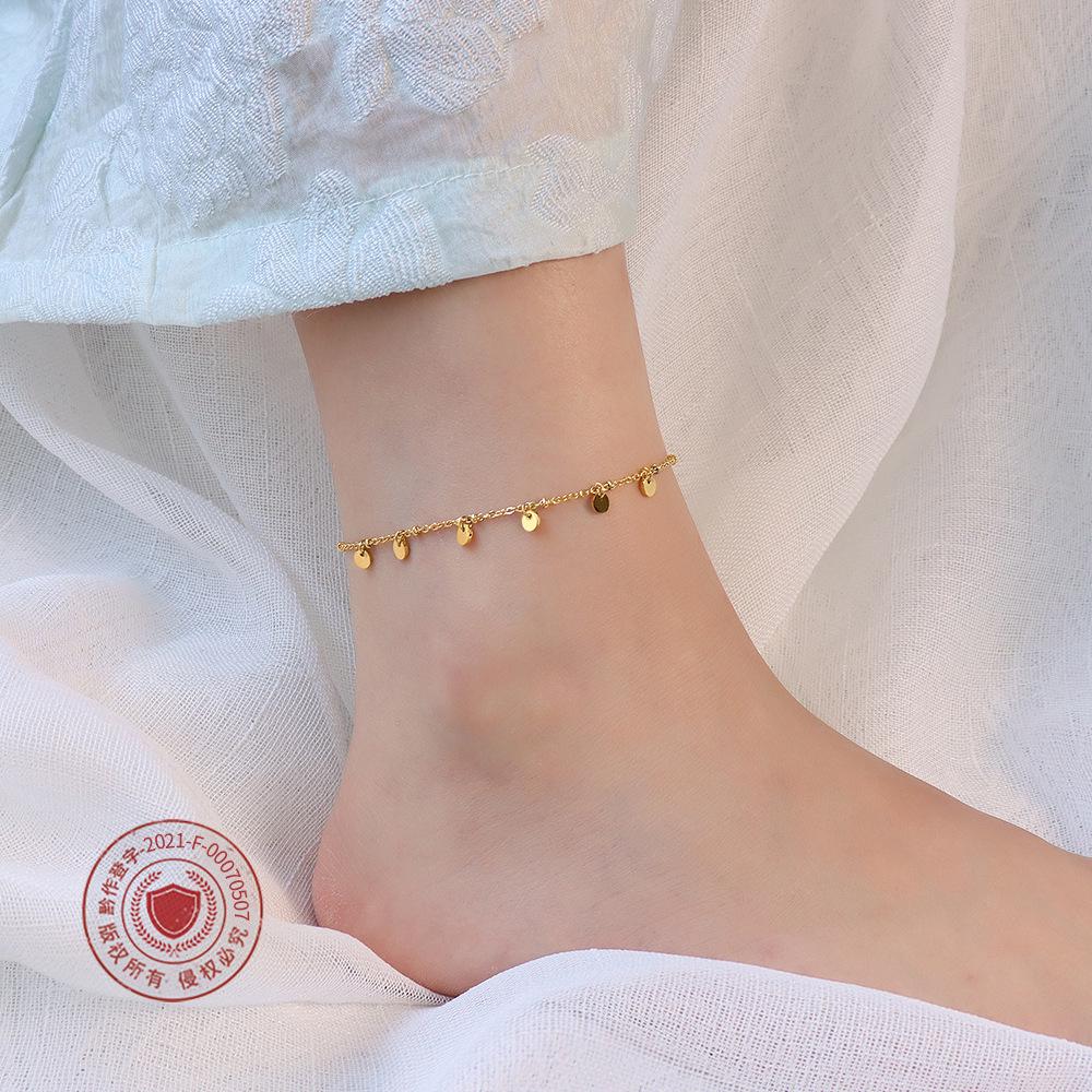 European Tassel Anklet: Titanium Steel, 18K Gold Leg Chain Foot Jewelry - S113